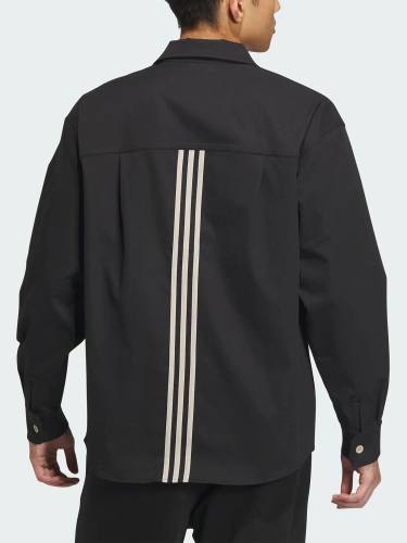 Simple Embroidered Logo Long Sleeve Shirt with Pocket Black IZ-1256-68