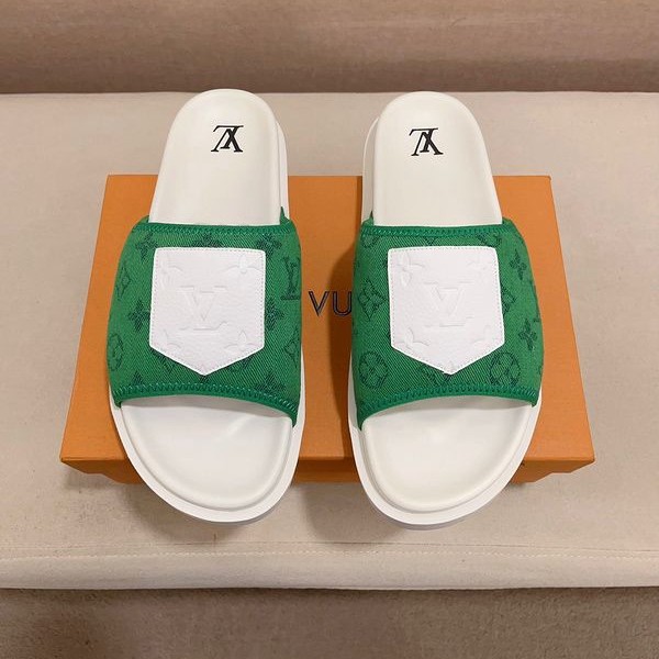 Men's Casual Slippers Denim Green White