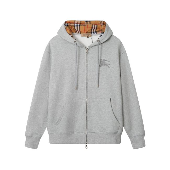 Simple Versatile Embroidered Logo Hooded Jacket Gray 906