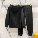 2024 New Simple Hoodie Pants Suit Black