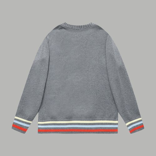 Original Jacquard Colorful Letter Logo Wool Sweater Grey