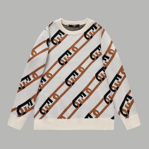 Original Spring Autumn Jacquard Logo Wool Sweater Khaki