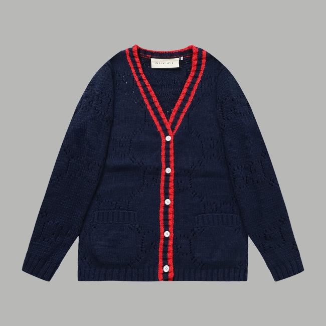 Original Skeleton GG Wool Cardigan Sweater Dark Blue