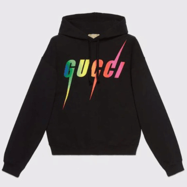 Colorful Printed Logo Hoodie Black