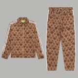 Original GG Jacquard Logo Jacket Pant Set Light Brown