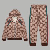 Original GG Jacquard Logo Jacket Pant Set Light Brown