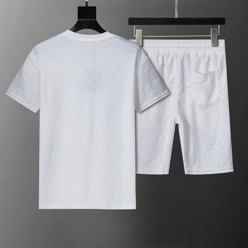Spring Summer Jacquard Logo Short Sleeve T-shirt Shorts Set White 6544