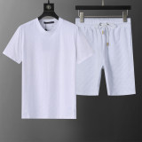 Spring Summer Short Sleeve T-shirt Shorts Set White 6559#