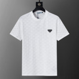 Spring Summer Jacquard Short Sleeve T-shirt Shorts Set White 6549#