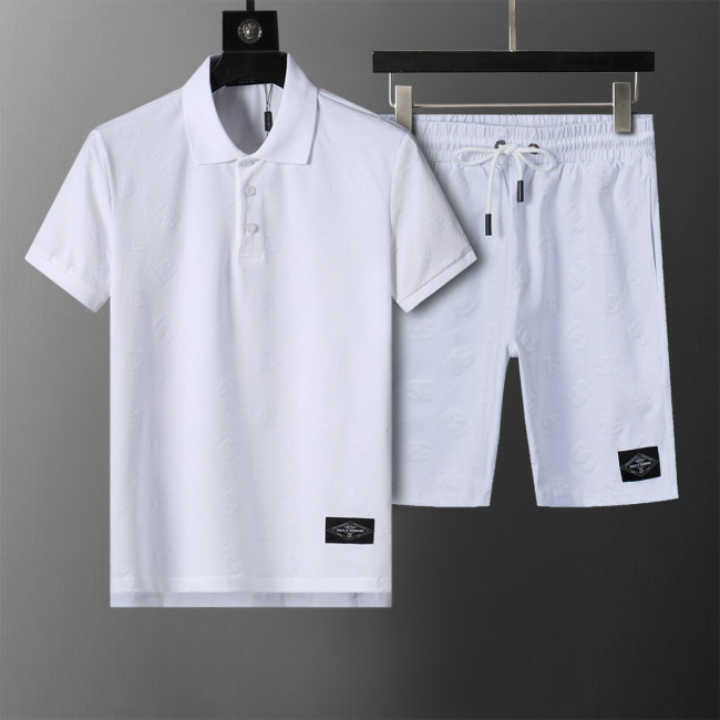 Spring Summer DG Short Sleeve T-shirt Shorts Set White 6558#