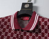 Spring Summer GG Jacquard Logo Short Sleeve Polo Shirt Shorts Set Dark Red 6547#