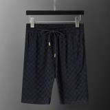 Spring Summer Embroidered Logo Plaid Short Sleeve Polo Shirt Shorts Set Black 6553#