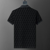 Spring Summer Short Sleeve Polo Shirt Shorts Set Black 6556#