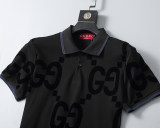 Spring Summer Short Sleeve Polo Shirt Shorts Set Black 6550#