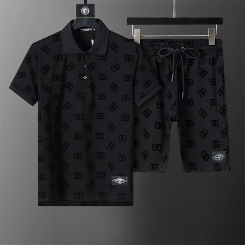 Spring Summer DG Short Sleeve T-shirt Shorts Set Black 6558#