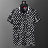 Spring Summer GG Jacquard Logo Short Sleeve Polo Shirt Shorts Set Black 6547#