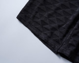 Spring Summer Jacquard Short Sleeve T-shirt Shorts Set Black 6549#