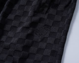 Spring Summer Embroidered Logo Plaid Short Sleeve Polo Shirt Shorts Set Black 6553#
