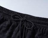 Spring Summer Jacquard Short Sleeve T-shirt Shorts Set Black 6549#