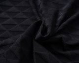 Spring Summer Simple Jacquard Short Sleeve T-Shirt Black 25010#