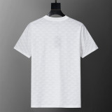Spring Summer Simple Jacquard Short Sleeve T-Shirt White 25010#