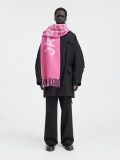 Original Synthetic Fiber Simple Jacquard Logo Fringe Scarf Pink