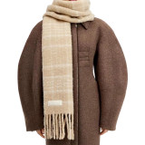 Simple Fringed Wool Scarf 280*40CM