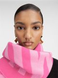 Original Synthetic Fiber Simple Jacquard Logo Fringe Scarf Pink