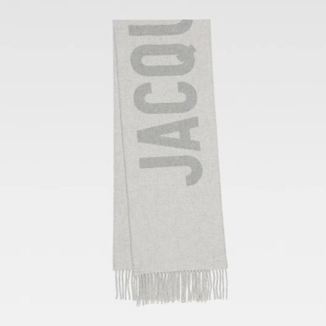 Original Synthetic Fiber Simple Jacquard Logo Fringe Scarf Grey