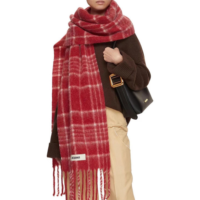 Simple Fringed Wool Scarf 280*40CM