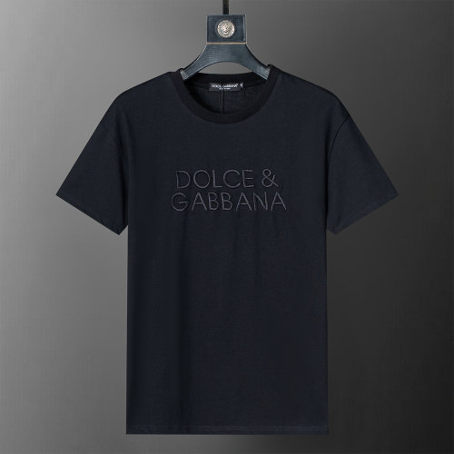 Spring Summer Embroidered Logo Cotton Short Sleeve T-Shirt Black 25015#