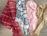 Simple Fringed Wool Scarf 280*40CM