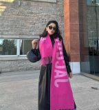 Original Synthetic Fiber Simple Jacquard Logo Fringe Scarf Pink