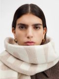 Original Synthetic Fiber Simple Jacquard Logo Fringe Scarf Beige