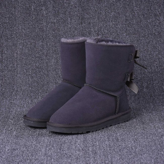 5A Women's Bailey Bow Snow Boots Grey