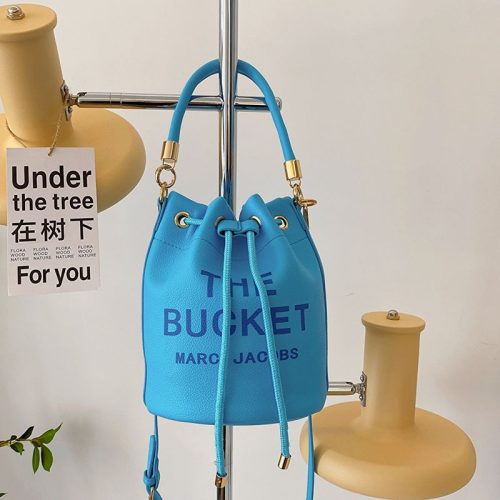 5A The Leather Bucket Bag Blue