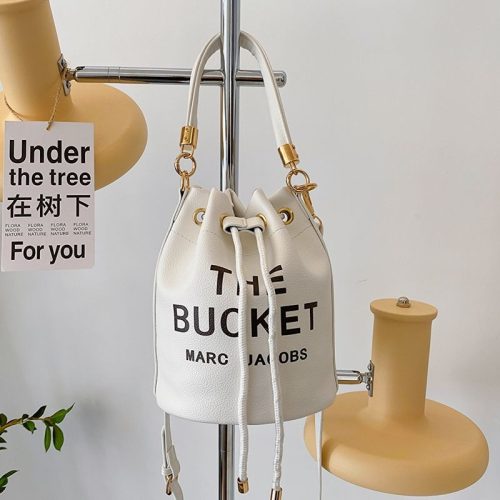 5A The Leather Bucket Bag White