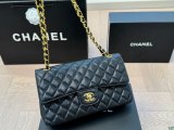 5A Women's Classic Flap CF Shoulder Bag Black 25x15cm