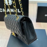 5A Women's Classic Flap CF Shoulder Bag Black 25x15cm
