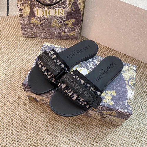 Original Women Oblique Diorevolution Slides Slippers Black