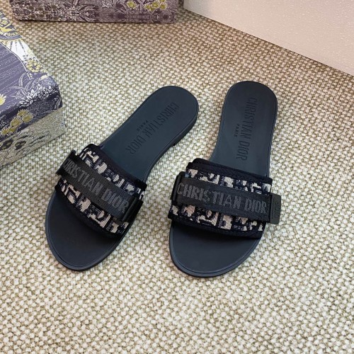 Original Women Oblique Diorevolution Slides Slippers Black