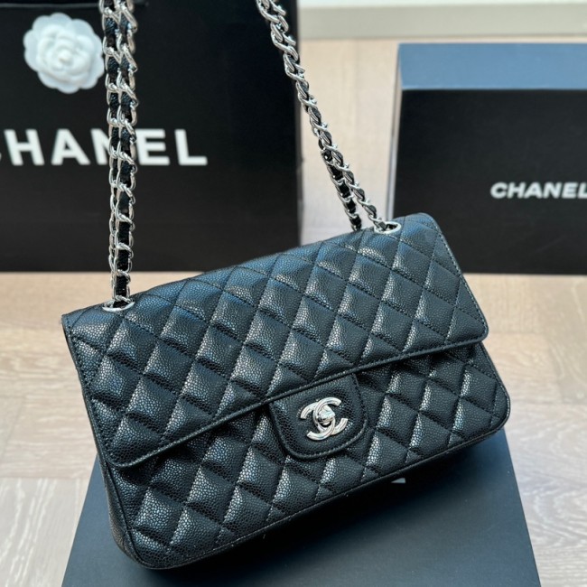 5A Women's Classic Flap CF Shoulder Bag Black 25x15cm