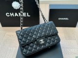 5A Women's Classic Flap CF Shoulder Bag Black 25x15cm
