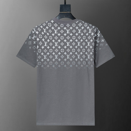 Spring Summer Gradient Color Printed Cotton Short Sleeve T-Shirt Grey 31040#