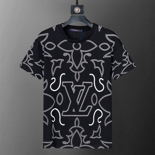 Spring Summer Printed Cotton Short Sleeve T-Shirt Black 25002#