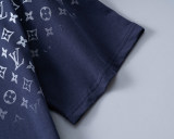 Spring Summer Gradient Color Printed Cotton Short Sleeve T-Shirt Dark Blue 31040#