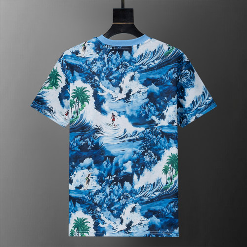 Spring Summer Printed Short Sleeve T-Shirt Blue 25008#