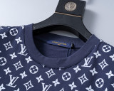 Spring Summer Gradient Color Printed Cotton Short Sleeve T-Shirt Dark Blue 31040#