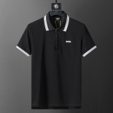 Spring Summer Men's Embroidered Logo Short Sleeve Polo Shirt Black 30079#
