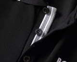 Spring Summer Men's Embroidered Logo Short Sleeve Polo Shirt Black 30079#